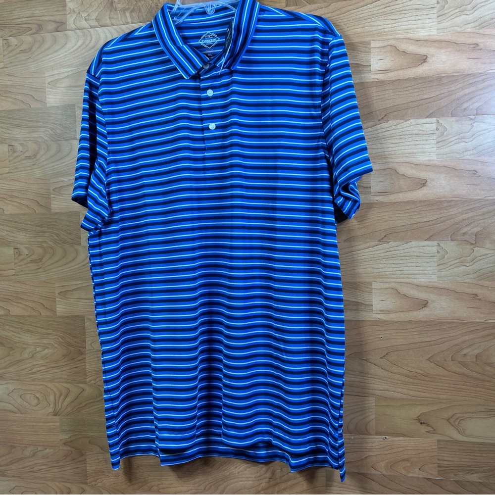 St. John's Bay Size XL Blue/White/Black Striped Short Sleeve Polo